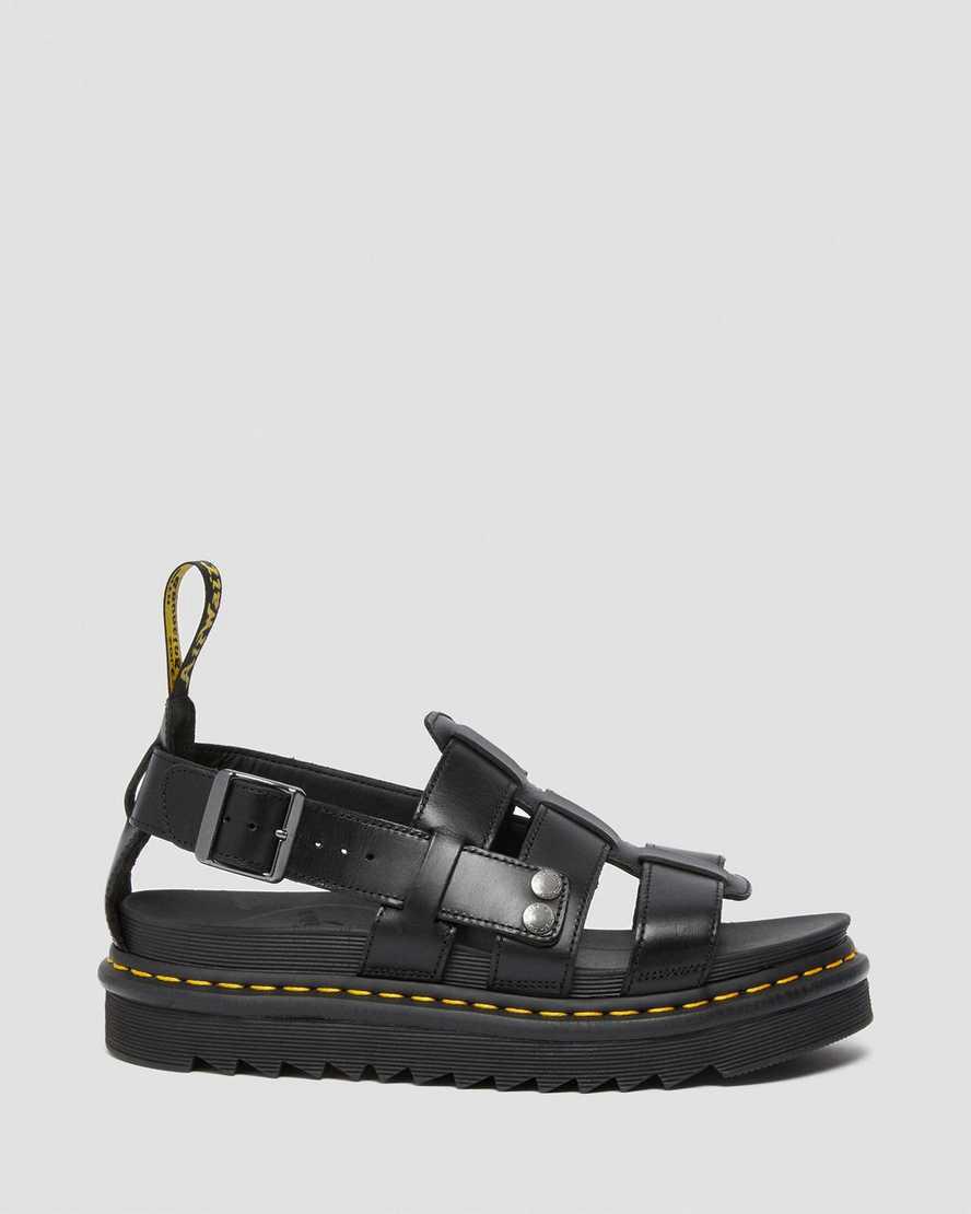 Sandalias Dr Martens Terry Leather Strap Hombre Negras  España |  02614-NOAU