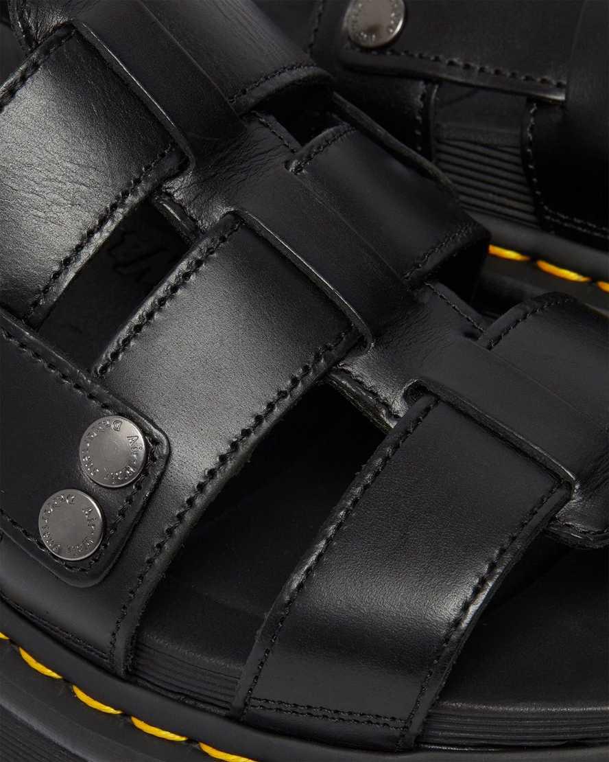 Sandalias Dr Martens Terry Leather Strap Hombre Negras  España |  02614-NOAU
