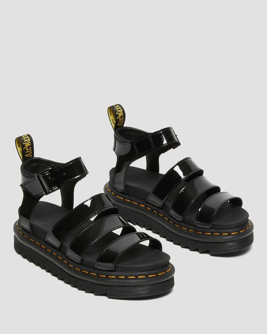 Sandalias de Plataforma Dr Martens Blaire Patent Leather Strap Mujer Negras  España |  01542-ZDXQ