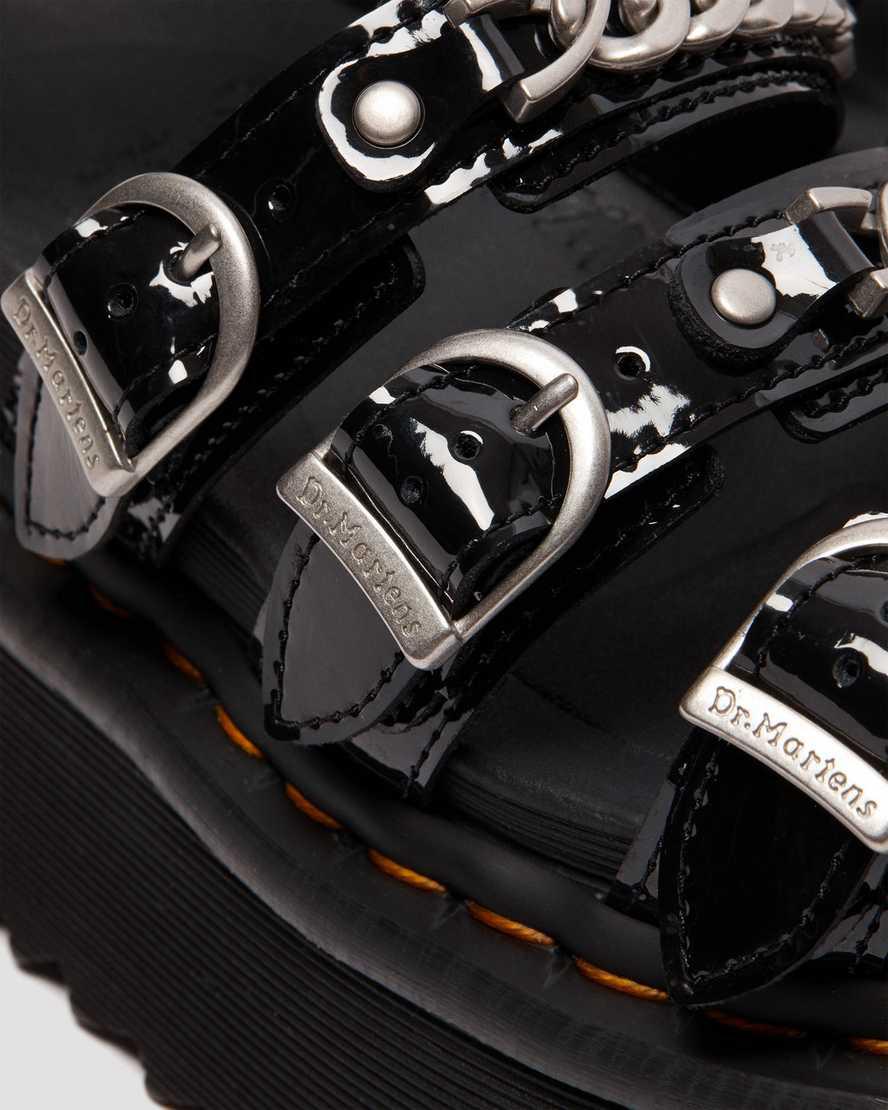 Sandalias de Plataforma Dr Martens Blaire II Chain Patent Leather Strap Mujer Negras  España |  06259-FNMO