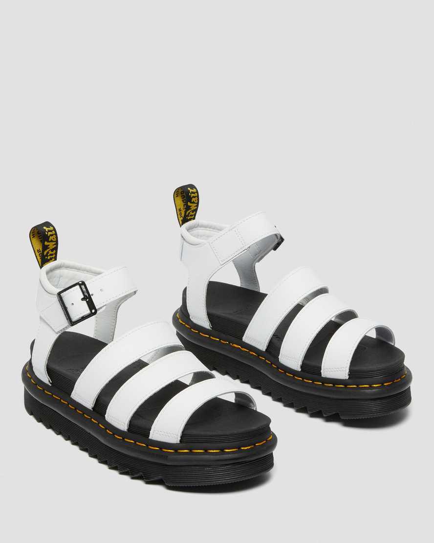 Sandalias de Plataforma Dr Martens Blaire Hydro Leather Strap Mujer Blancas  España |  08917-WVCA