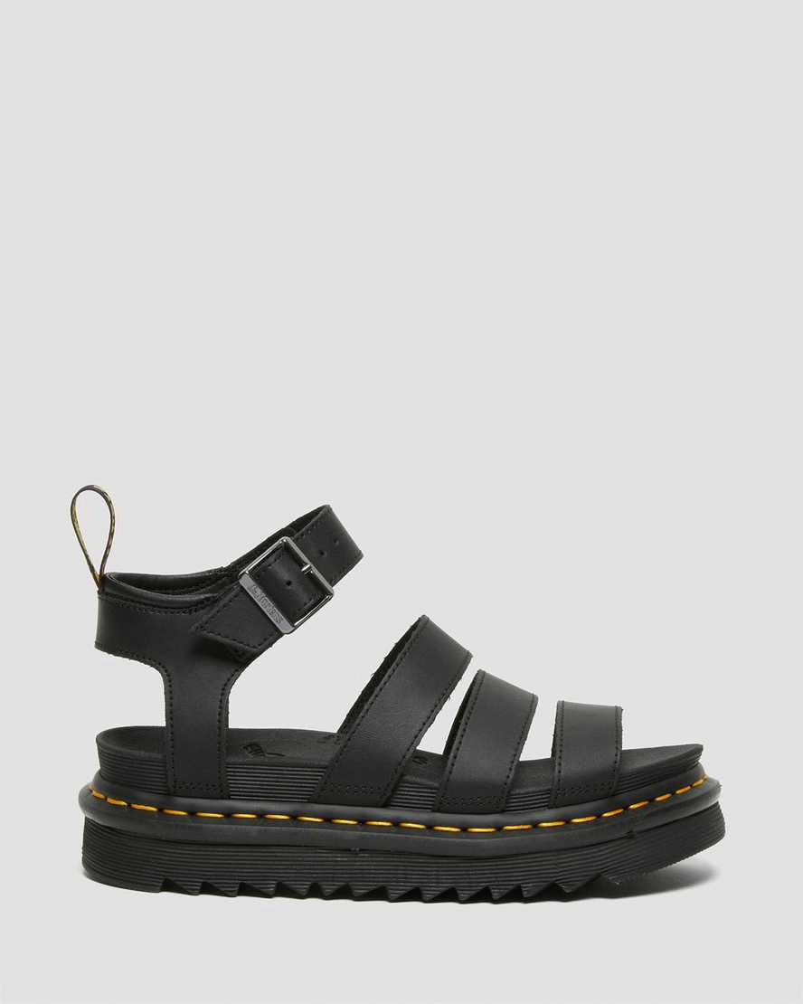 Sandalias de Plataforma Dr Martens Blaire Hydro Leather Strap Mujer Negras  España |  35412-UATW