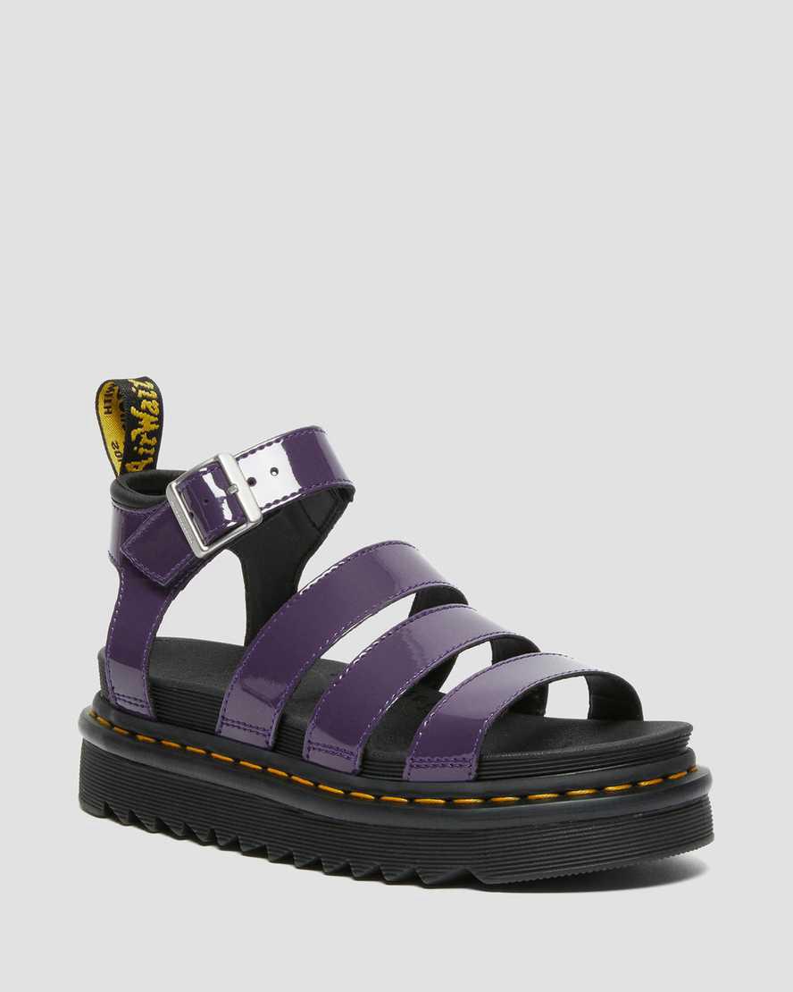 Sandalias de Plataforma Dr Martens Blaire Patent Leather Strap Mujer Blackcurrant Lamper  España |  40871-DRBY