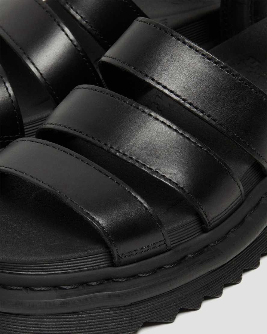 Sandalias de Plataforma Dr Martens Blaire Brando Leather Strap Mujer Negras  España |  45762-JIHS