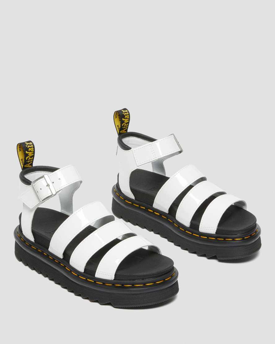 Sandalias de Plataforma Dr Martens Blaire Patent Leather Strap Mujer Blancas  España |  48510-TPXW