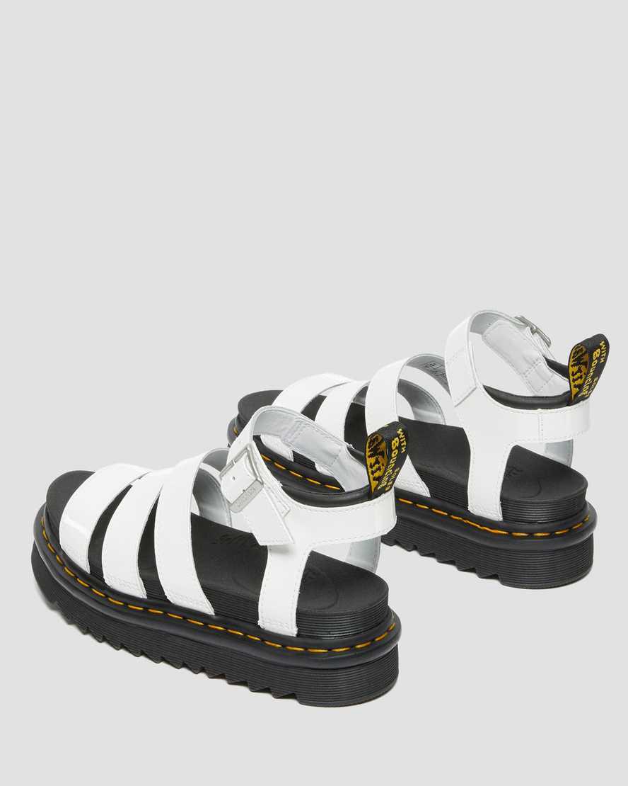 Sandalias de Plataforma Dr Martens Blaire Patent Leather Strap Mujer Blancas  España |  48510-TPXW