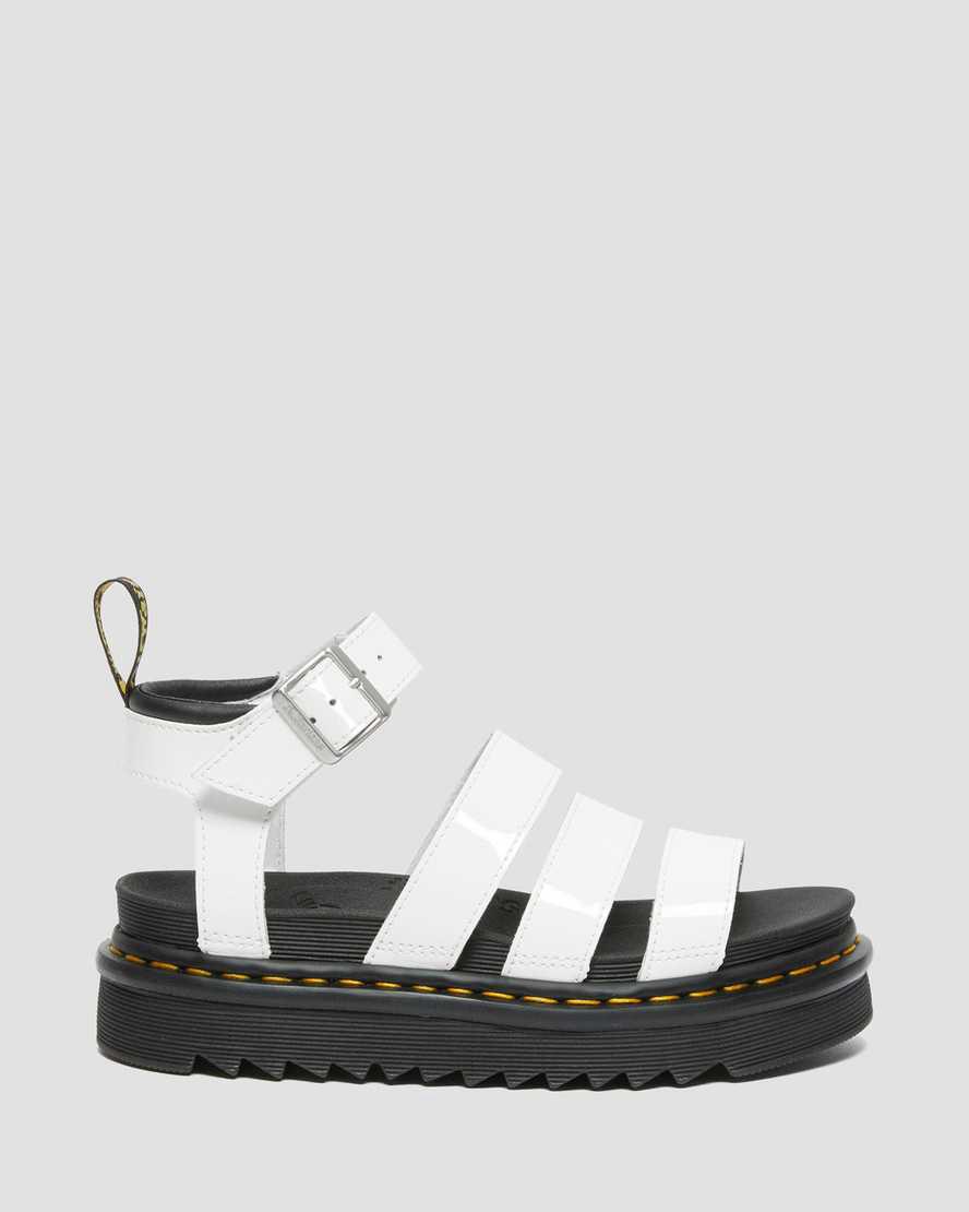 Sandalias de Plataforma Dr Martens Blaire Patent Leather Strap Mujer Blancas  España |  48510-TPXW