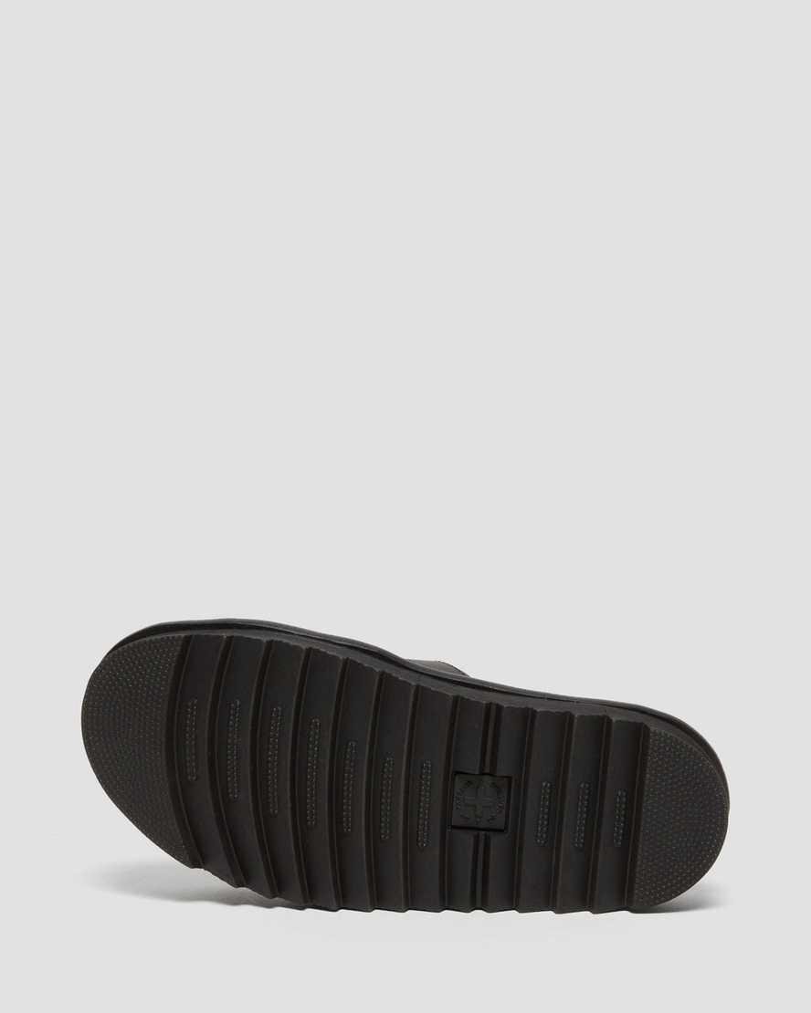 Sandalias de Plataforma Dr Martens Blaire Flower Buckle Leather Slide Mujer Negras  España |  95342-WHNY