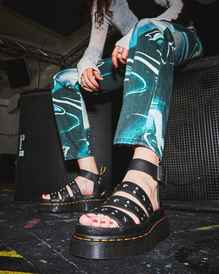 Sandalias de Plataforma Dr Martens Clarissa Milled Nappa Strap Mujer Negras  España |  42987-QYZT
