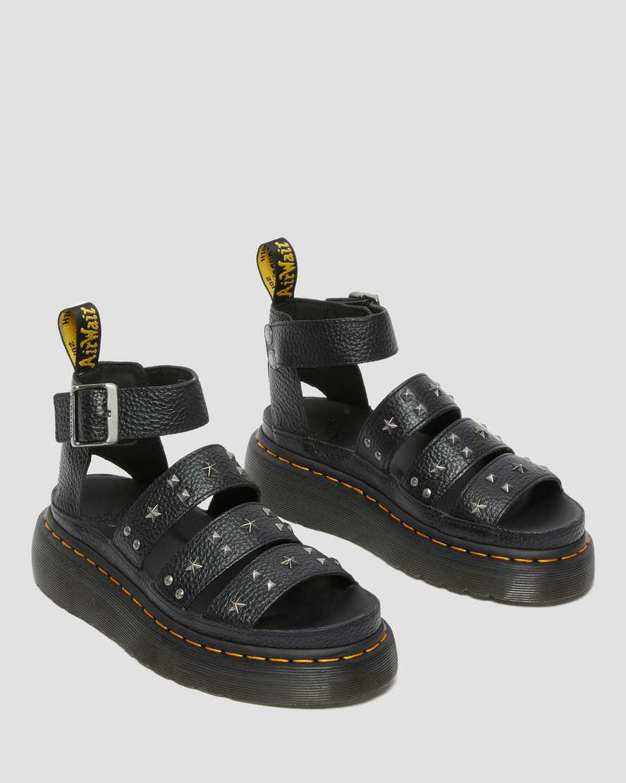 Sandalias de Plataforma Dr Martens Clarissa Milled Nappa Strap Mujer Negras  España |  42987-QYZT