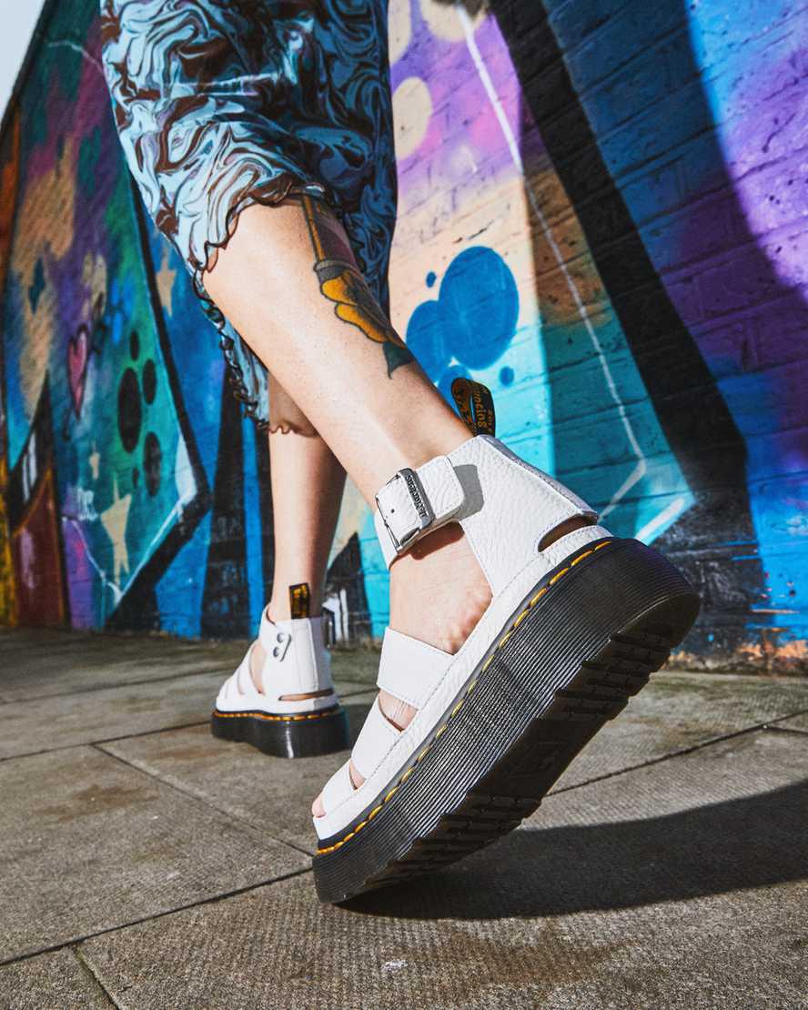Sandalias de Plataforma Dr Martens Clarissa II Leather Mujer Blancas  España |  97502-VPZB