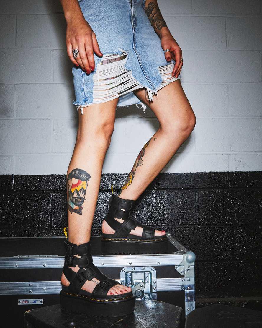 Sandalias de Plataforma Dr Martens Giavanna Leather Gladiator Mujer Negras  España |  70621-UIYL