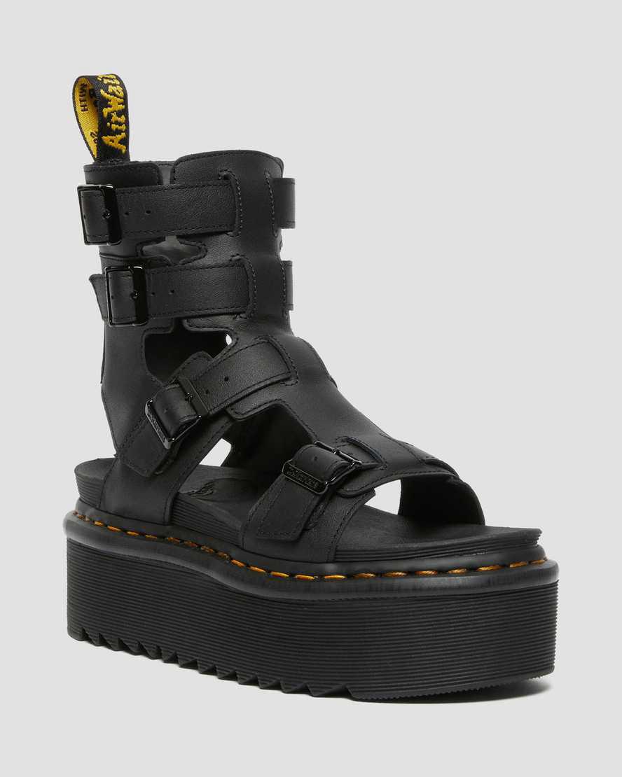 Sandalias de Plataforma Dr Martens Giavanna Leather Gladiator Mujer Negras  España |  70621-UIYL