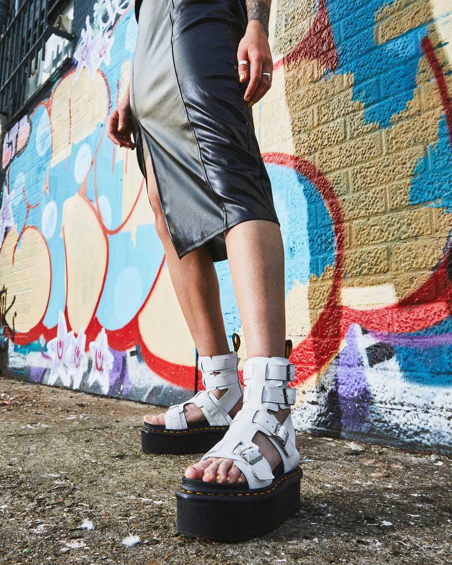 Sandalias de Plataforma Dr Martens Giavanna Leather Gladiator Mujer Blancas  España |  71936-TXHZ