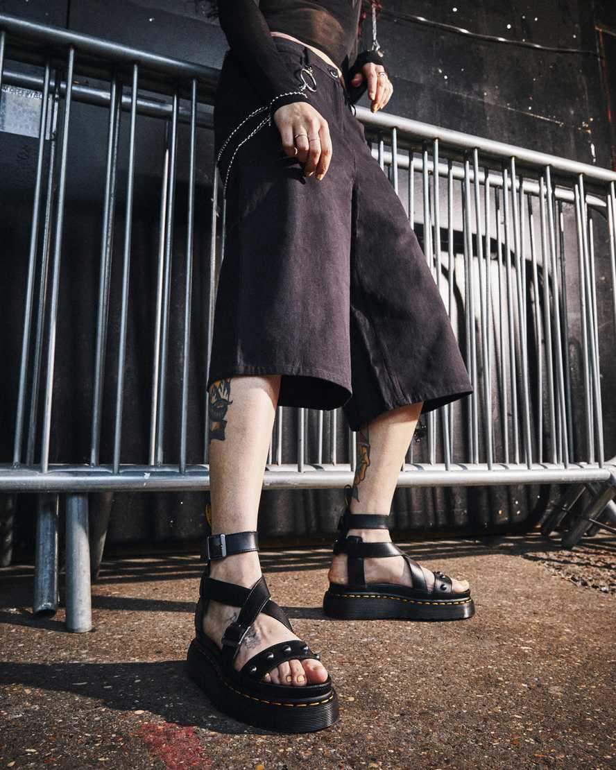 Sandalias de Plataforma Dr Martens Imojeen Brando Leather Stud Mujer Negras  España |  93872-YMWR