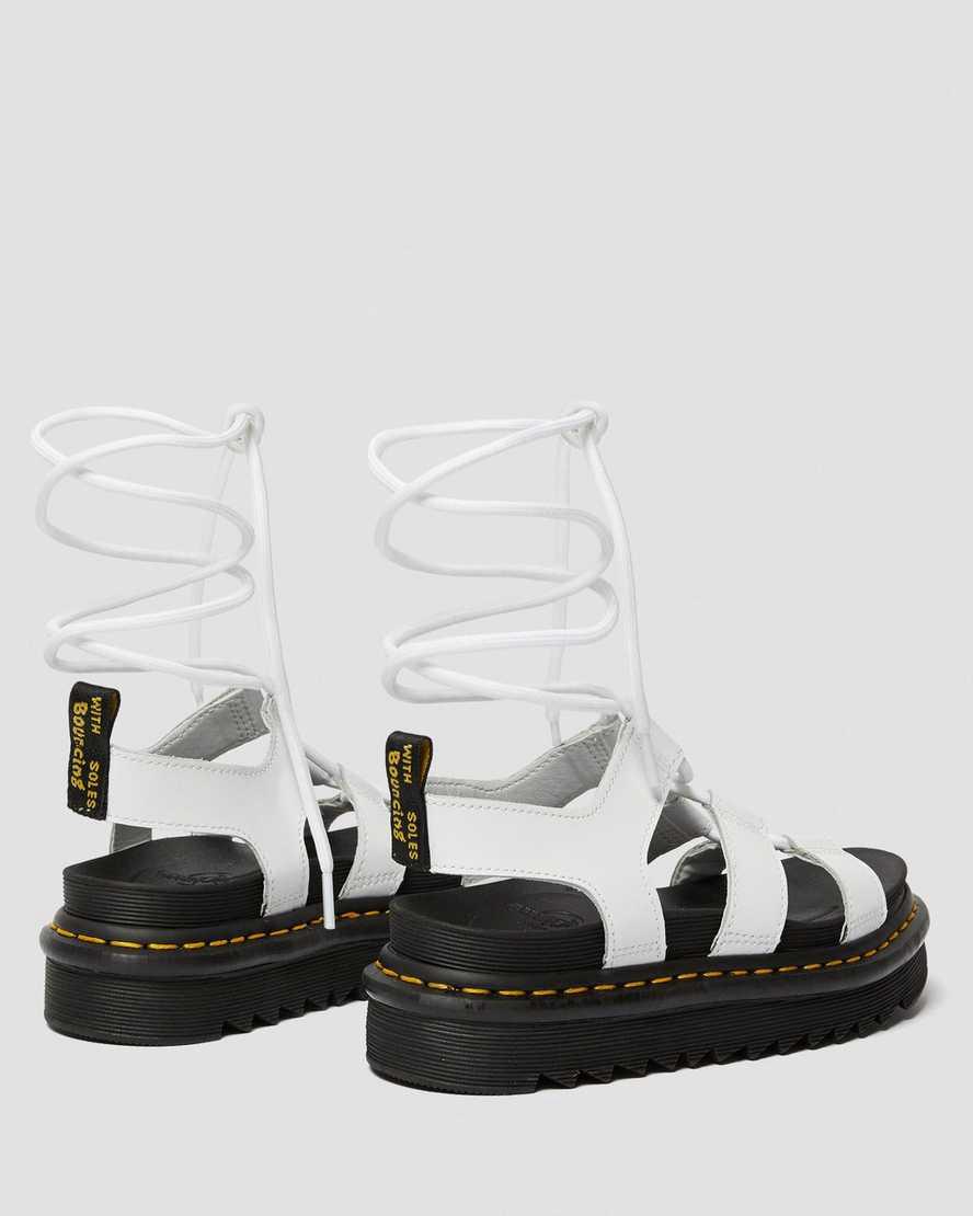 Sandalias de Plataforma Dr Martens Nartilla Leather Gladiator Mujer Blancas  España |  45130-ZXMT
