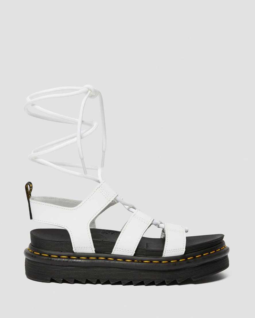 Sandalias de Plataforma Dr Martens Nartilla Leather Gladiator Mujer Blancas  España |  45130-ZXMT