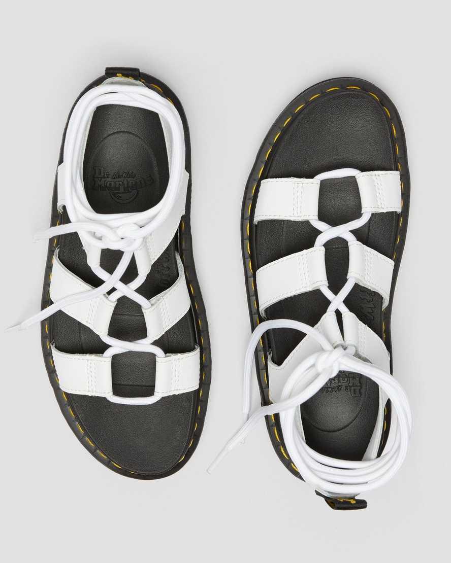 Sandalias de Plataforma Dr Martens Nartilla Leather Gladiator Mujer Blancas  España |  45130-ZXMT