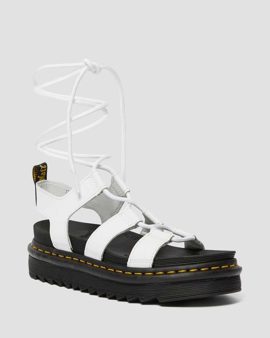 Sandalias de Plataforma Dr Martens Nartilla Leather Gladiator Mujer Blancas  España |  45130-ZXMT