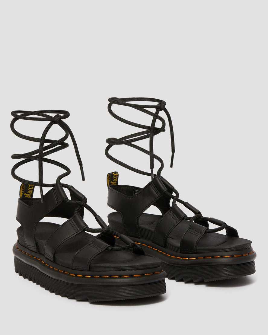 Sandalias de Plataforma Dr Martens Nartilla Leather Gladiator Mujer Negras  España |  53720-WKPF