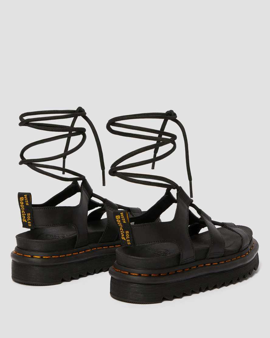 Sandalias de Plataforma Dr Martens Nartilla Leather Gladiator Mujer Negras  España |  53720-WKPF