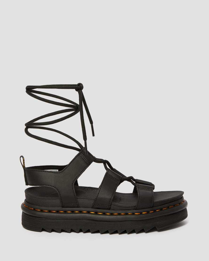 Sandalias de Plataforma Dr Martens Nartilla Leather Gladiator Mujer Negras  España |  53720-WKPF