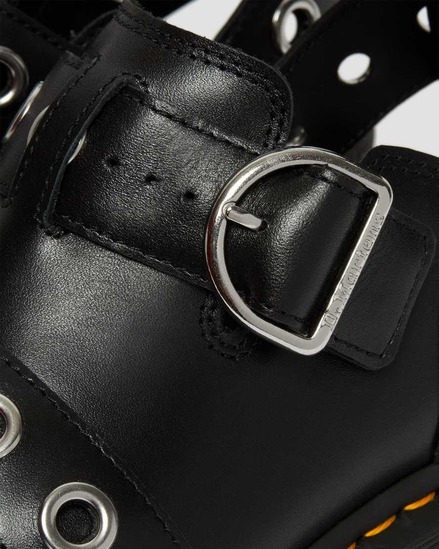 Sandalias de Plataforma Dr Martens Ricki Hardware Nappa Lux Leather Mujer Negras  España |  27391-GLBJ