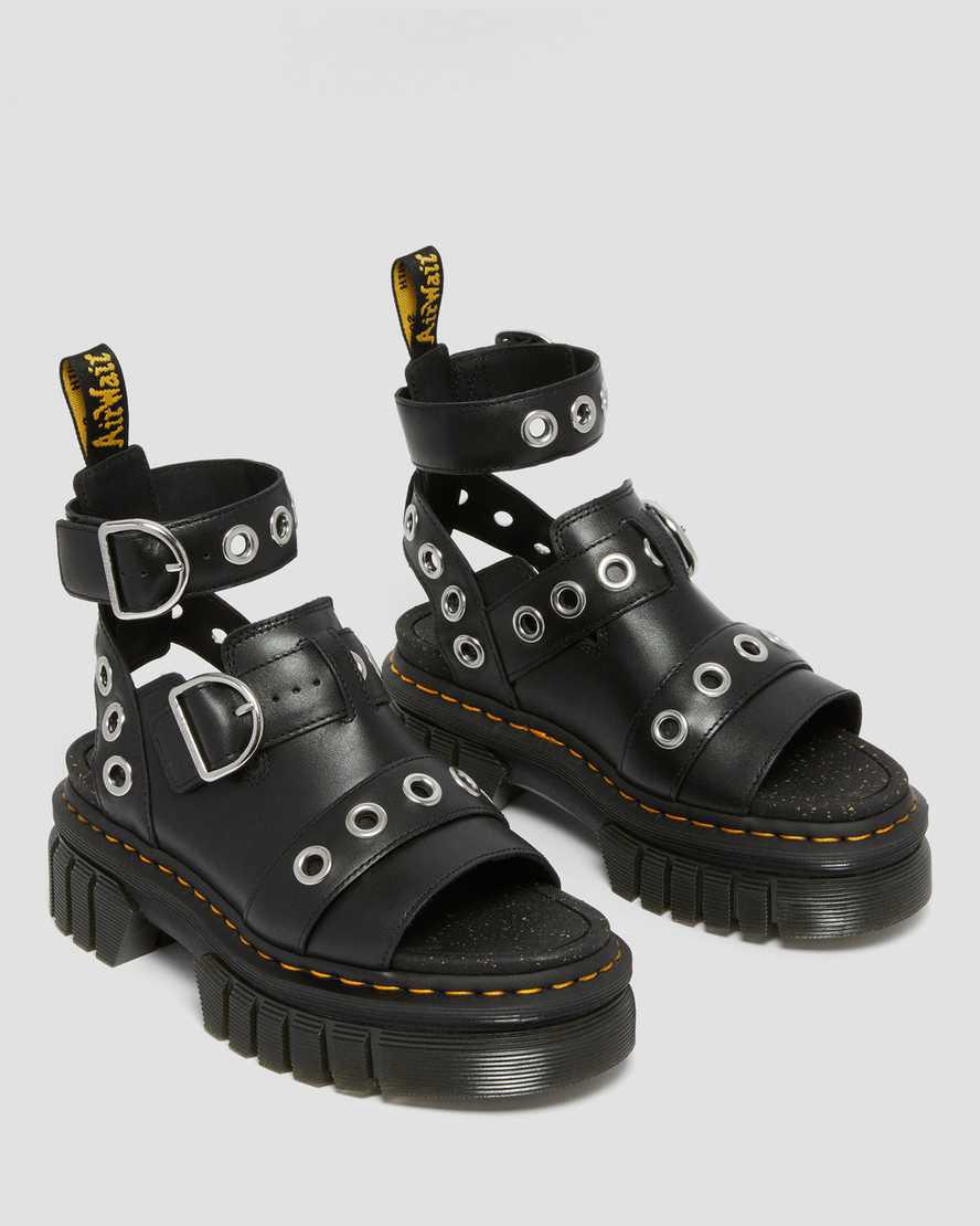 Sandalias de Plataforma Dr Martens Ricki Hardware Nappa Lux Leather Mujer Negras  España |  27391-GLBJ