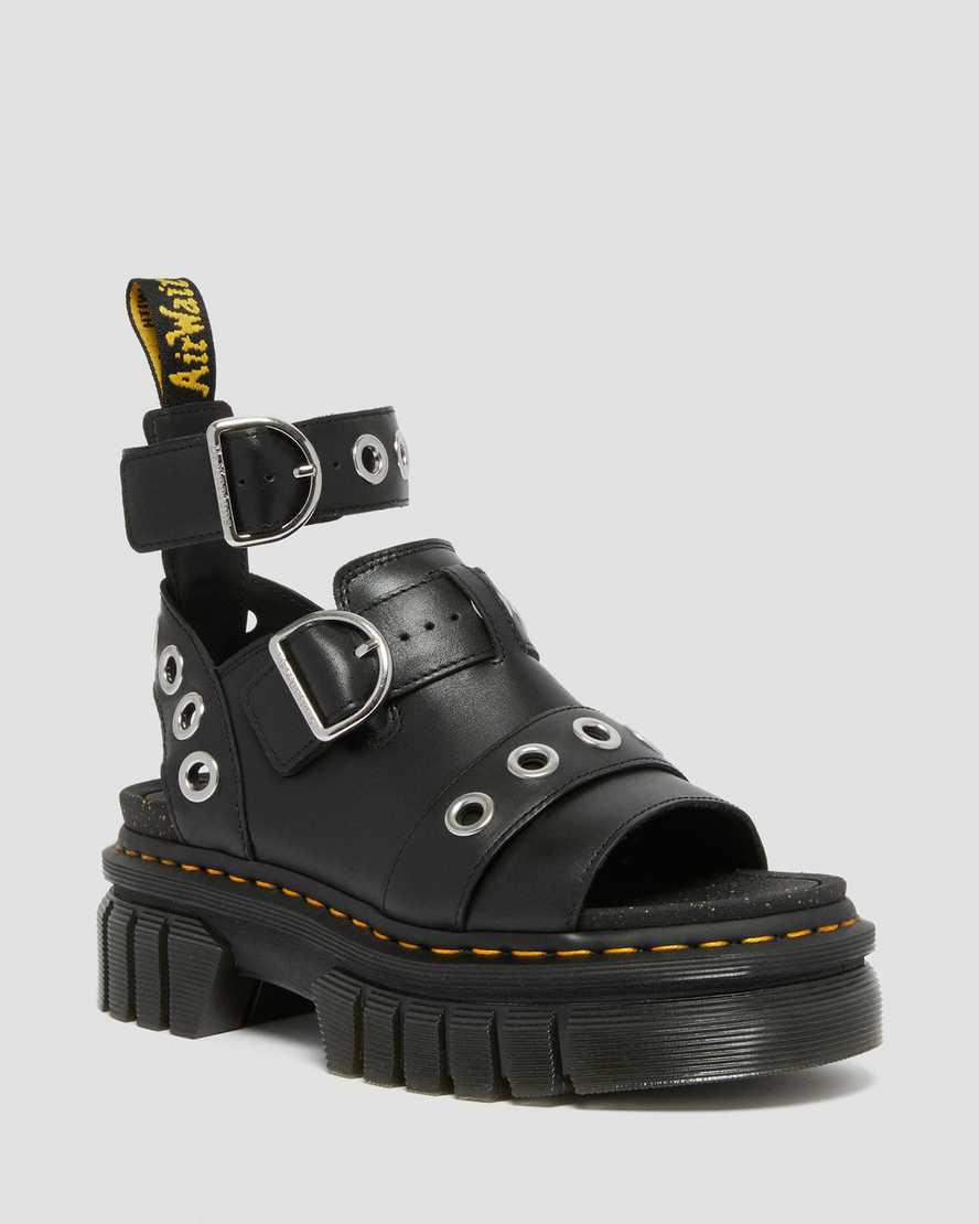 Sandalias de Plataforma Dr Martens Ricki Hardware Nappa Lux Leather Mujer Negras  España |  27391-GLBJ