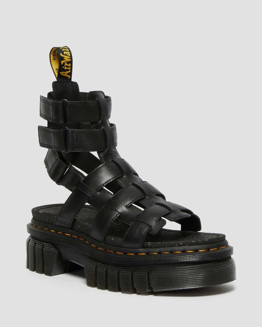 Sandalias de Plataforma Dr Martens Ricki Nappa Lux Leather Gladiator Mujer Negras  España |  62045-HJUB