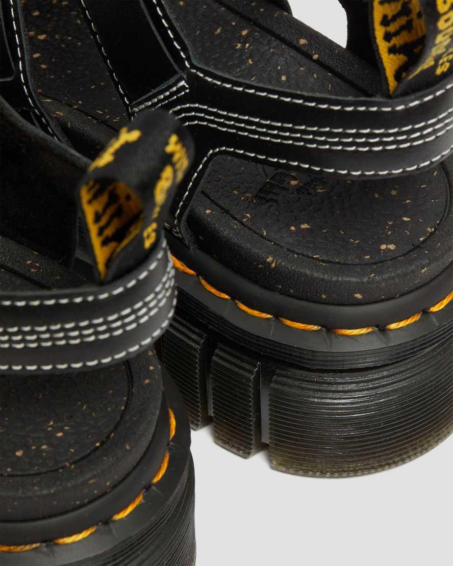 Sandalias de Plataforma Dr Martens Ricki Nappa Lux Leather 3-Strap Mujer Negras  España |  85364-GXYC