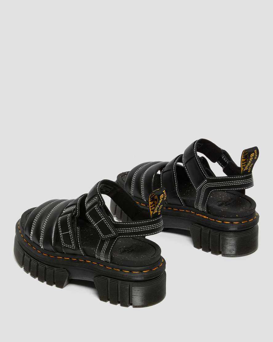 Sandalias de Plataforma Dr Martens Ricki Nappa Lux Leather 3-Strap Mujer Negras  España |  85364-GXYC