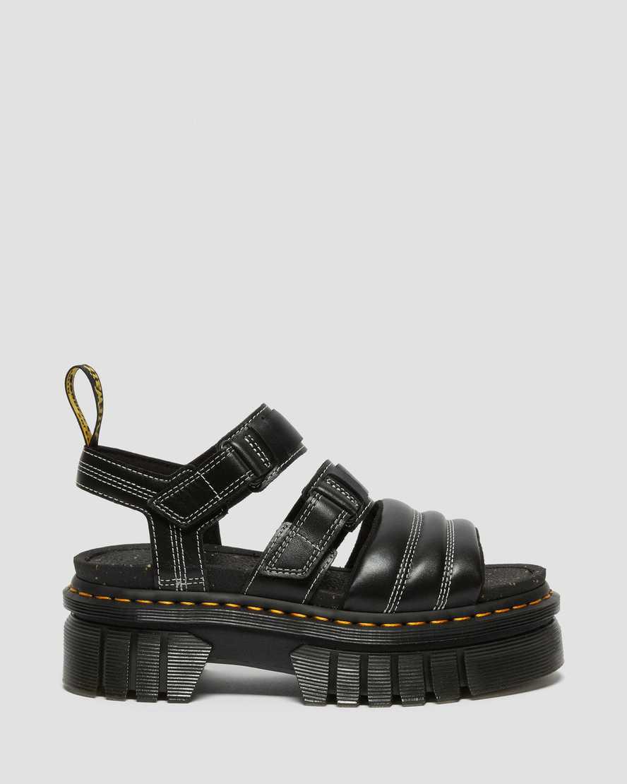 Sandalias de Plataforma Dr Martens Ricki Nappa Lux Leather 3-Strap Mujer Negras  España |  85364-GXYC