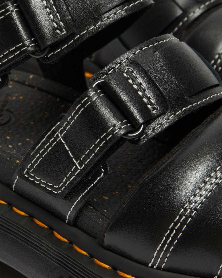 Sandalias de Plataforma Dr Martens Ricki Nappa Lux Leather 3-Strap Mujer Negras  España |  85364-GXYC