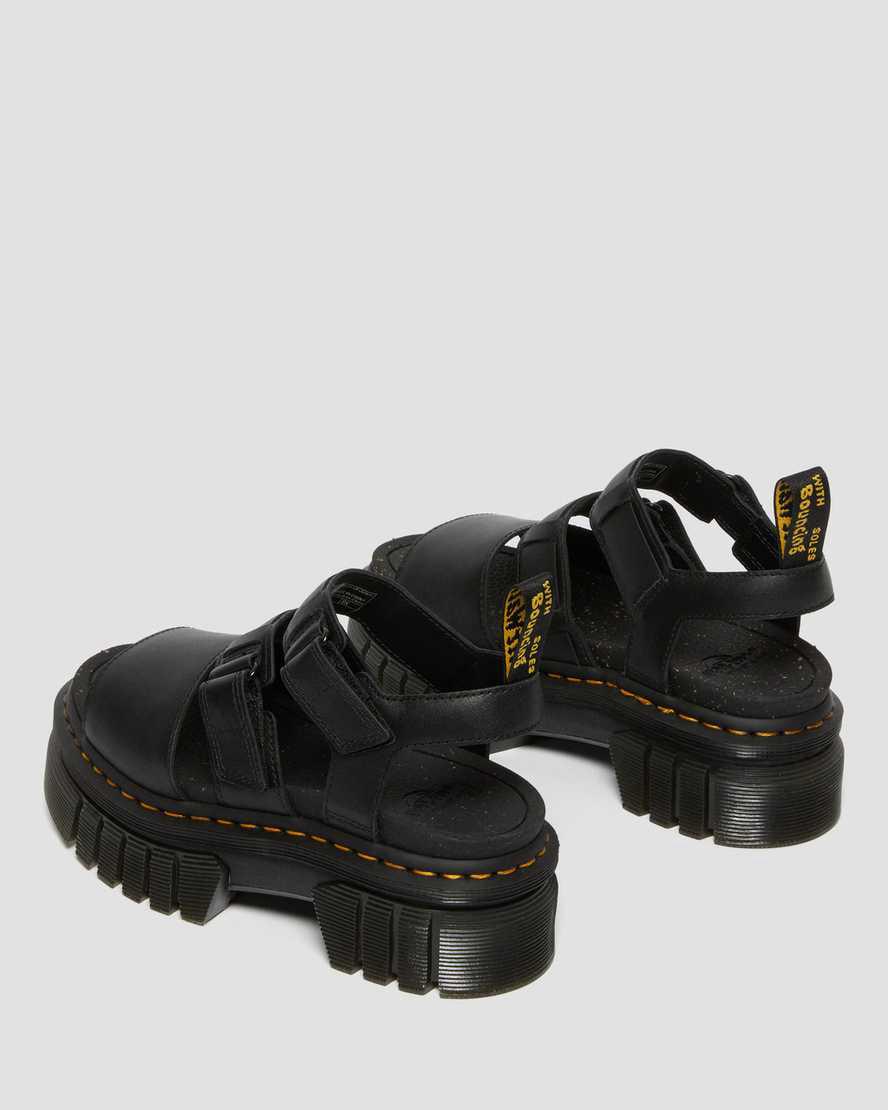 Sandalias de Plataforma Dr Martens Ricki Nappa Lux Leather 3-Strap Mujer Negras  España |  91267-QXGT