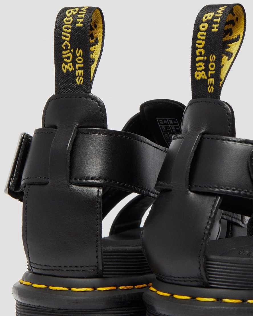 Sandalias de Plataforma Dr Martens Terry Leather Strap Mujer Negras  España |  27910-JTHG