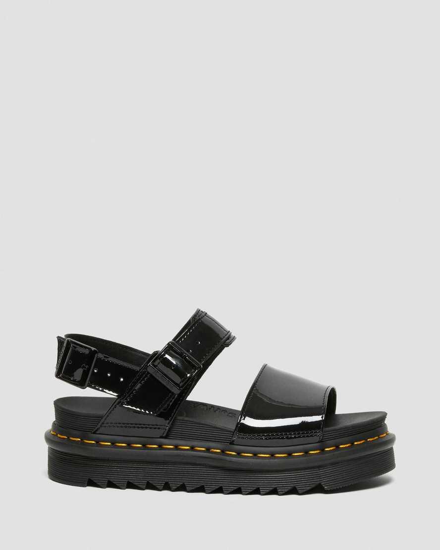 Sandalias de Plataforma Dr Martens Voss Patent Leather Strap Mujer Negras  España |  08497-HRTQ