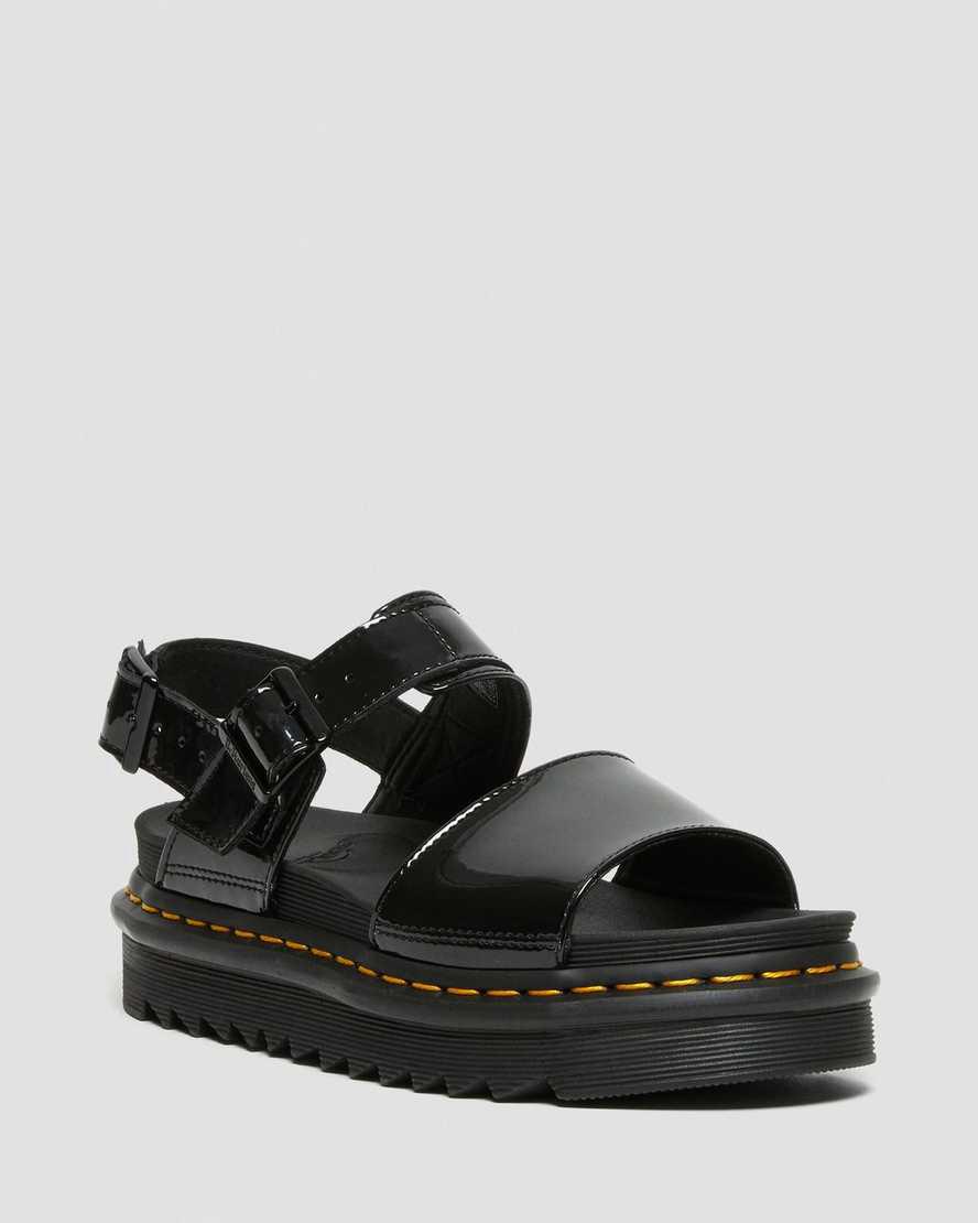 Sandalias de Plataforma Dr Martens Voss Patent Leather Strap Mujer Negras  España |  08497-HRTQ