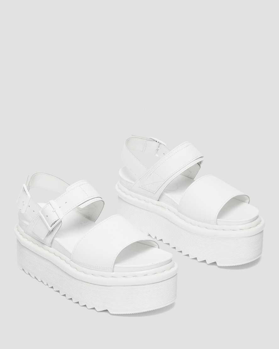 Sandalias de Plataforma Dr Martens Voss Mono Leather Strap Mujer Blancas  España |  19054-AZUG
