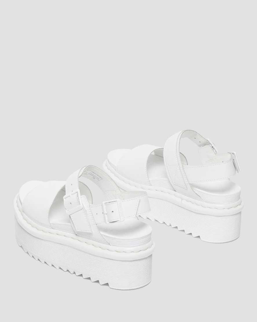 Sandalias de Plataforma Dr Martens Voss Mono Leather Strap Mujer Blancas  España |  19054-AZUG