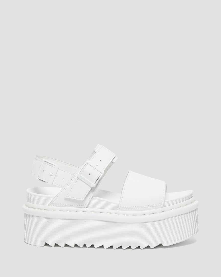 Sandalias de Plataforma Dr Martens Voss Mono Leather Strap Mujer Blancas  España |  19054-AZUG