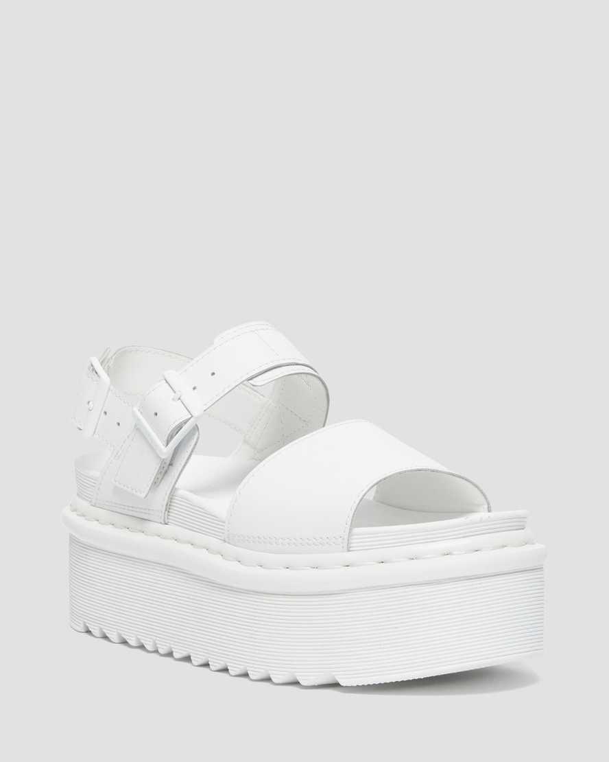 Sandalias de Plataforma Dr Martens Voss Mono Leather Strap Mujer Blancas  España |  19054-AZUG