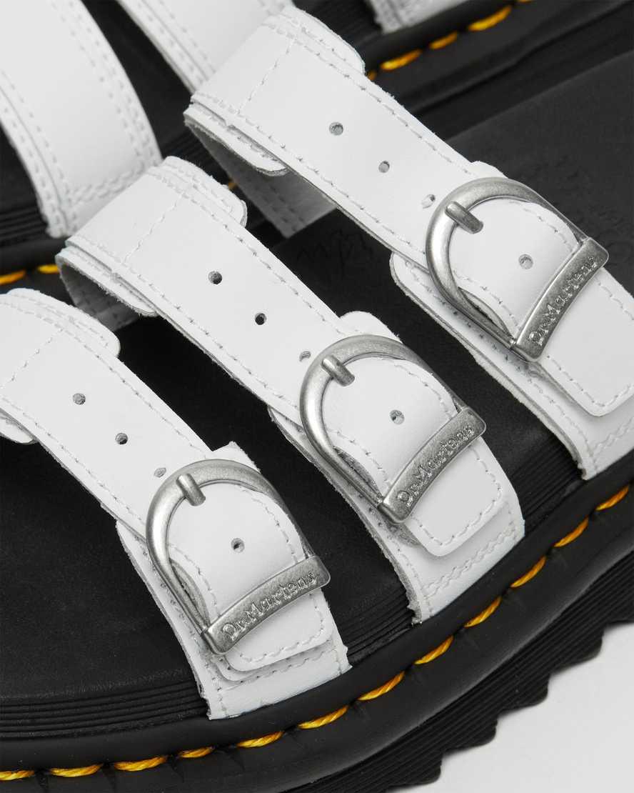 Chanclas Dr Martens Blaire Leather Mujer Blancas  España |  02586-NLRI
