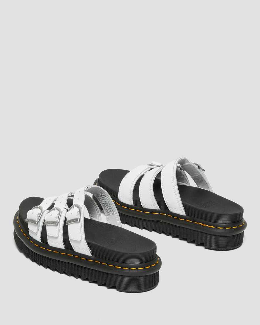 Chanclas Dr Martens Blaire Leather Mujer Blancas  España |  02586-NLRI
