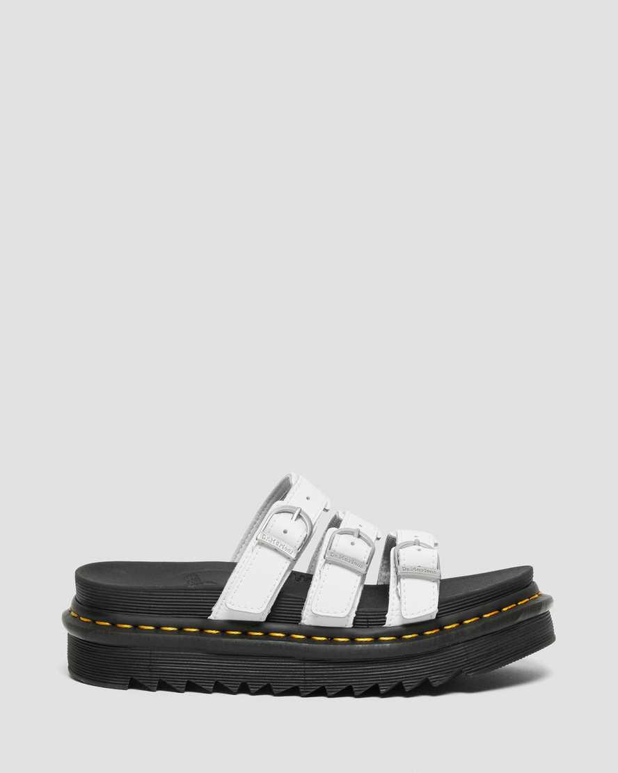 Chanclas Dr Martens Blaire Leather Mujer Blancas  España |  02586-NLRI