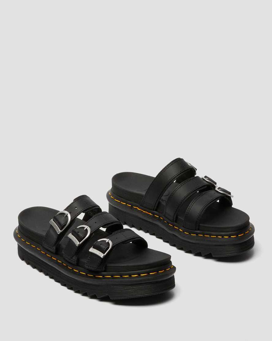 Chanclas Dr Martens Blaire Leather Mujer Negras  España |  20941-LUSY