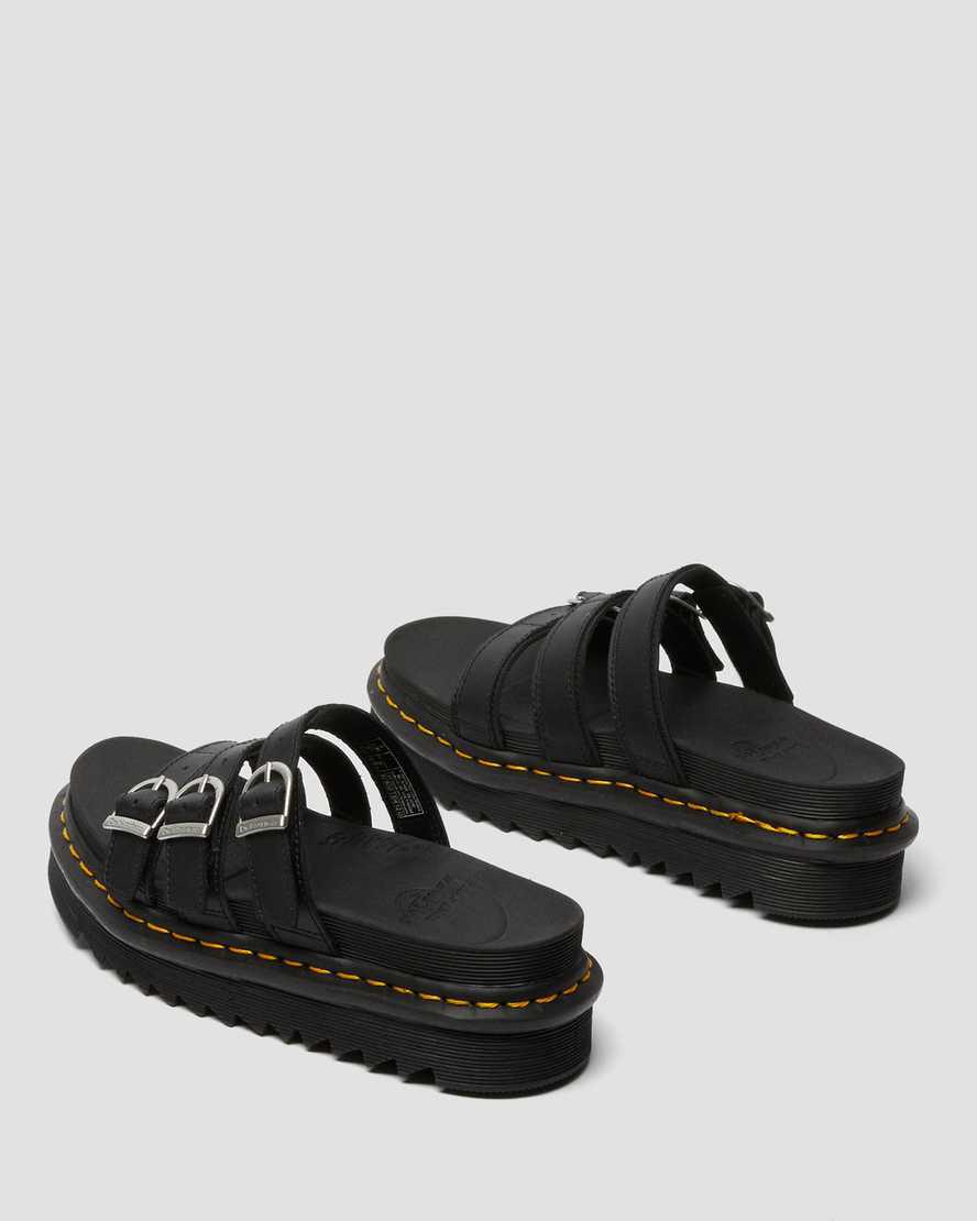 Chanclas Dr Martens Blaire Leather Mujer Negras  España |  20941-LUSY