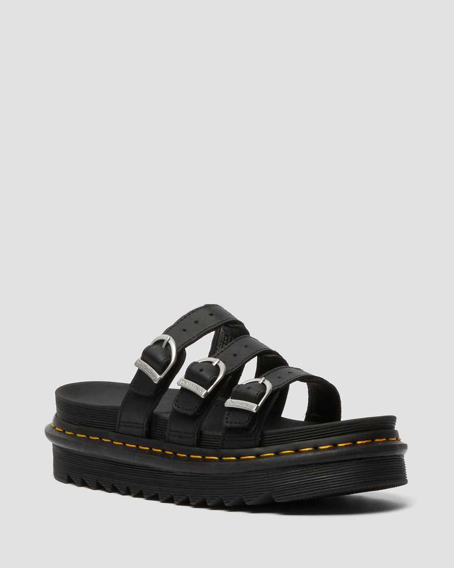 Chanclas Dr Martens Blaire Leather Mujer Negras  España |  20941-LUSY