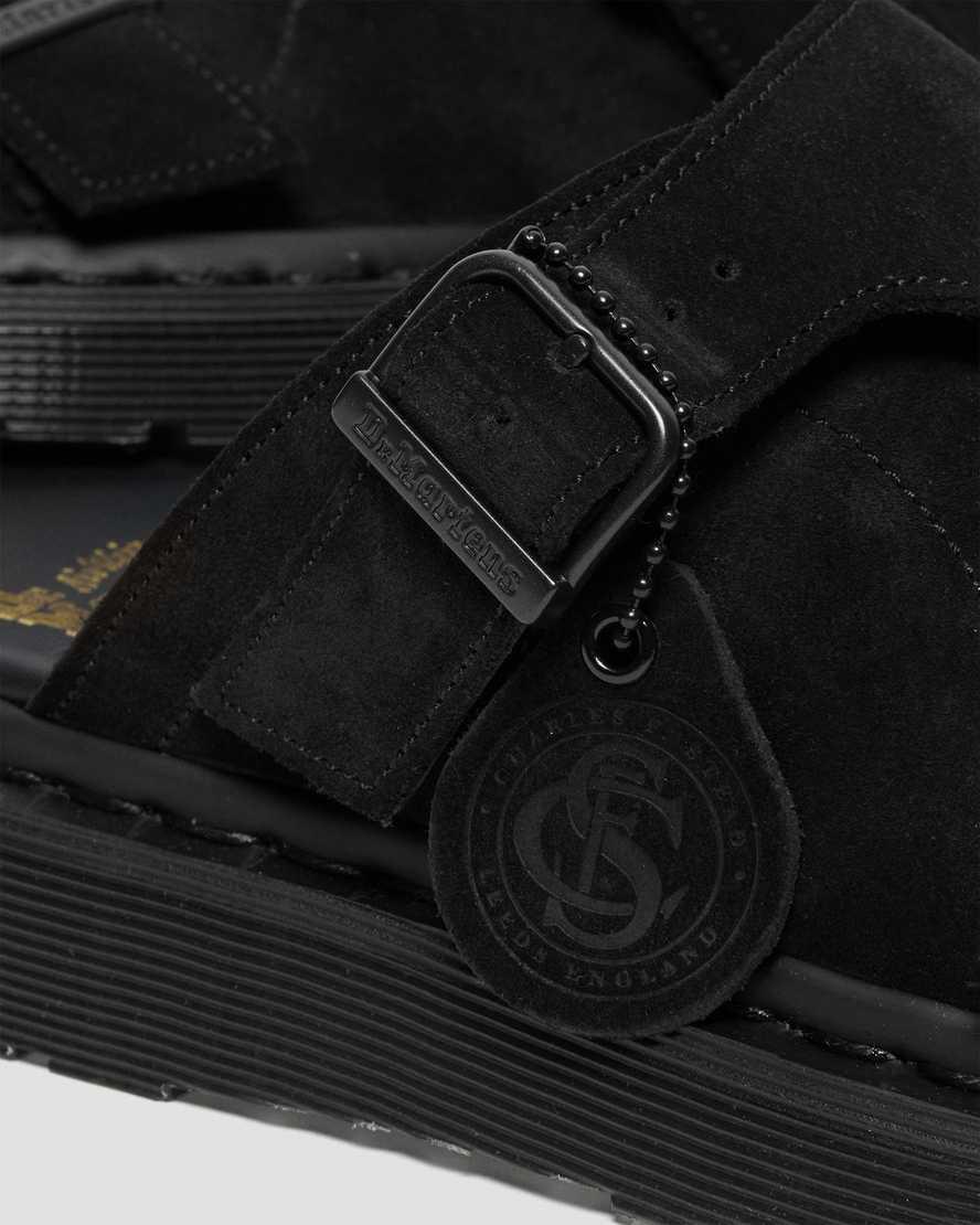 Chanclas Dr Martens Dayne Made in England Suede Mujer Negras  España |  05847-GTDU