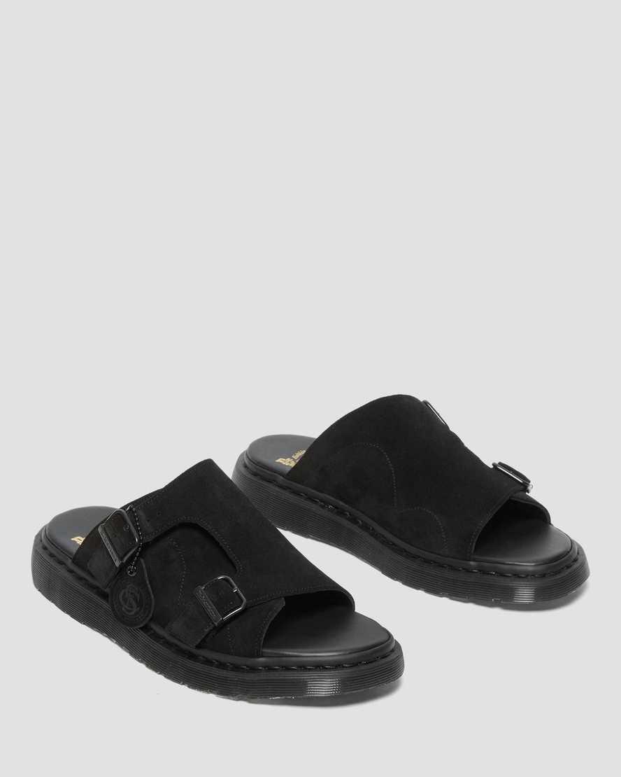 Chanclas Dr Martens Dayne Made in England Suede Mujer Negras  España |  05847-GTDU
